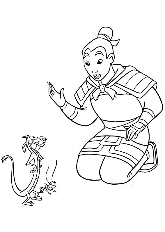 Plansa de colorat cu Mulan 2 12